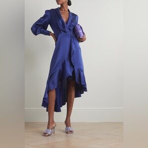 Zimmermann Silk Wrap Midi Dress Size 4 in Shade Lapis